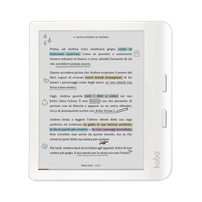 Kobo-Libra-Colour-eReader-Display-antiriflesso-a-colori-E-Ink-Kaleido-3-da-7”-Modalita--Scura-Audiolibri-Impermeabile-Bianco