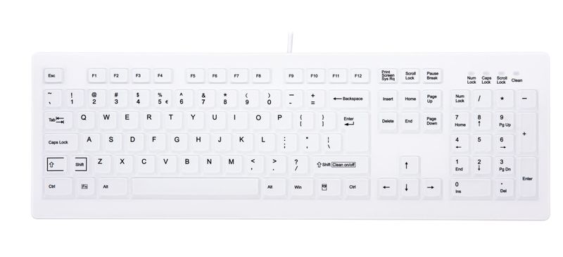 Hygiene-Desktop-Keyboard-Fully-Sealed-Watertight----Corded---QWERTY----White