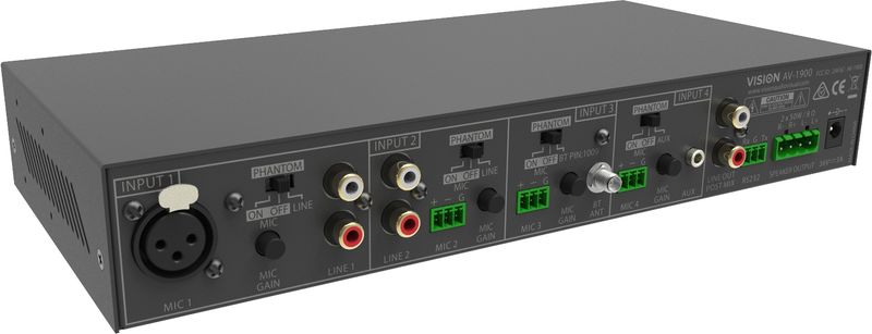 Vision-AV-1900-amplificatore-audio-Casa-Nero--VISION-Professional-Digital-Audio-Mixer-Amplifier---LIFETIME-WARRANTY---2-