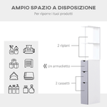 HOMCOM-Mobiletto-a-Colonna-Salvaspazio-in-Legno-Armadietto-da-Bagno-con-Ripiani-e-Armadietti-Bianco-15x33x136.5cm