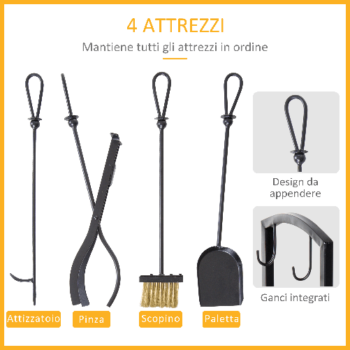 Outsunny-Portalegna-con-Set-Attrezzi-per-il-Camino-in-Acciaio-Nero-40-x-30-x-74.5cm