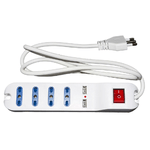 Link Led Multipresa 4 Prese Universali Ita 10/16 A - Spina 16 A Con Interruttore Con 2 Prese Usb