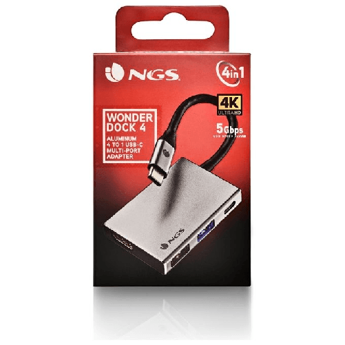 NGS-WONDER-DOCK-4-USB-2.0-Type-C-Argento