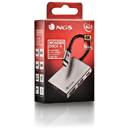 NGS-WONDER-DOCK-4-USB-2.0-Type-C-Argento