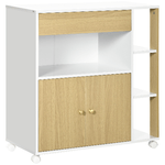 HOMCOM Carrello da Cucina in Truciolato con 4 Ripiani Aperti, un Cassetto e un Armadietto a 2 Ante, 80x39x85.5 cm