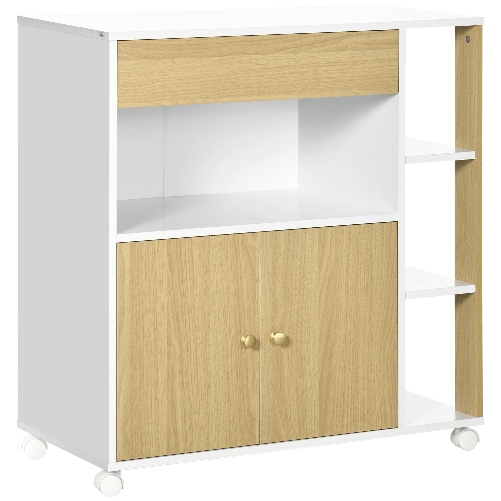 HOMCOM-Carrello-da-Cucina-in-Truciolato-con-4-Ripiani-Aperti-un-Cassetto-e-un-Armadietto-a-2-Ante-80x39x85.5-cm