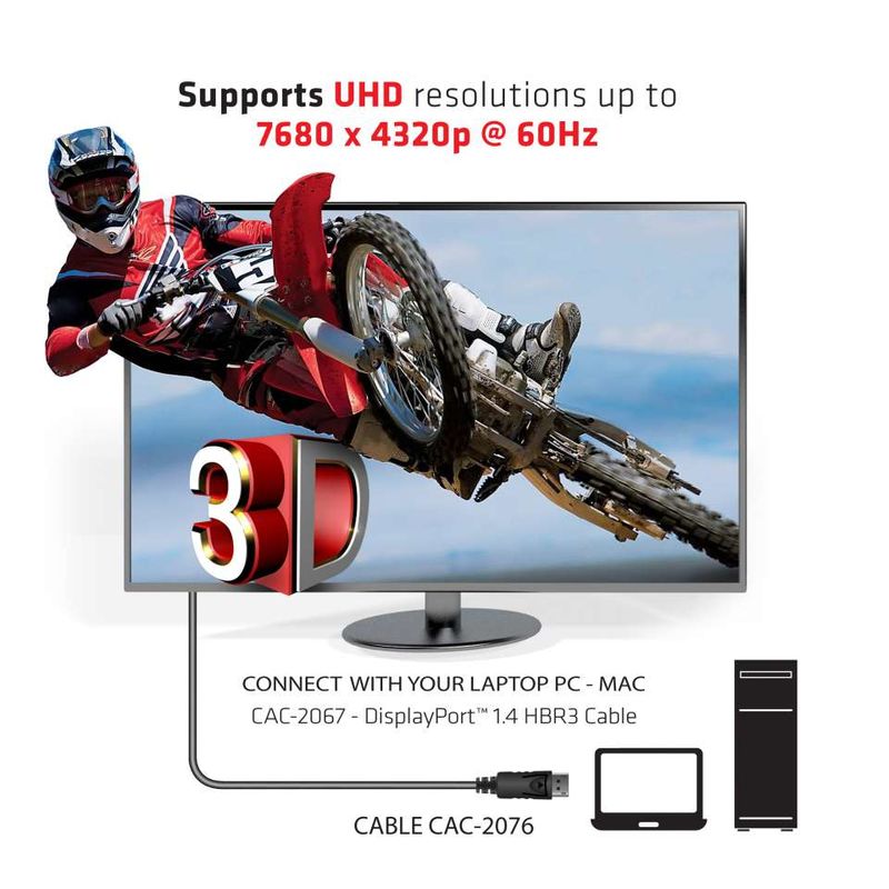 CLUB3D-DisplayPort-1.4-HBR3-Cable-1m-3.28ft-Male-Male-8K60Hz