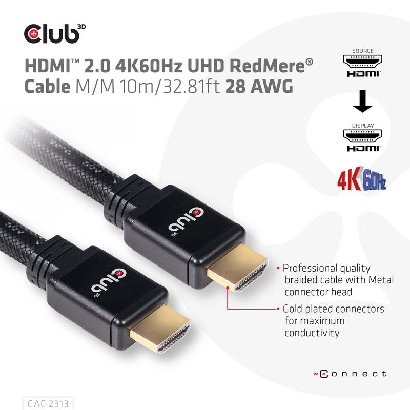 CLUB3D-HDMI-2.0-4K60Hz-RedMere-cable-10m-32.8ft