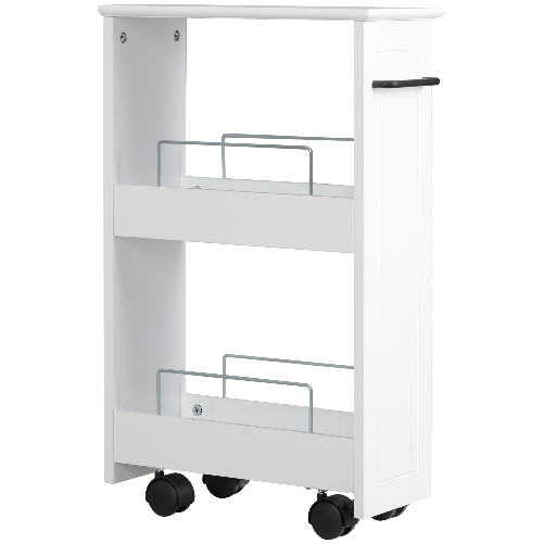 kleankin-Carrello-Salvaspazio-Multiuso-in-Legno-MDF-e-Ruote-42.5x20.3x66.7cm-Bianco