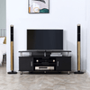 HOMCOM-Mobile-Porta-TV-Classico-da-Soggiorno-con-2-ripiani-e-2-Armadietti-in-MDF-e-Acciaio-Inox-Nero-120x39.5x52cm