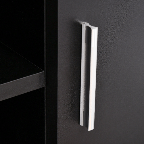 HOMCOM-Mobile-Porta-TV-Classico-da-Soggiorno-con-2-ripiani-e-2-Armadietti-in-MDF-e-Acciaio-Inox-Nero-120x39.5x52cm