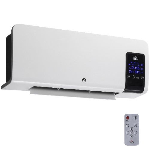 HOMCOM-Termoventilatore-da-Parete-Oscillatorio-con-Timer-12h-e-2-Modalita-di-Riscaldamento-54.5x12x21.5-cm-Bianco