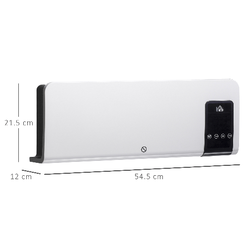 HOMCOM-Termoventilatore-da-Parete-Oscillatorio-con-Timer-12h-e-2-Modalita-di-Riscaldamento-54.5x12x21.5-cm-Bianco