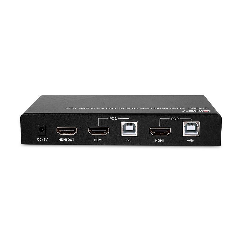 Lindy-32809-switch-per-keyboard-video-mouse-kvm-Nero--2-Port-HDMI-4K60-USB-2.0-----Audio-KVM-Switch---Warranty-24M-