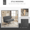 HOMCOM-Divano-2-Posti-Moderno-in-Tessuto-Senza-Braccioli-Struttura-e-Gambe-in-Legno-117x56.5x77cm-Grigio-Scuro