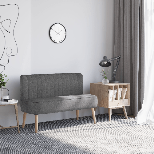 HOMCOM-Divano-2-Posti-Moderno-in-Tessuto-Senza-Braccioli-Struttura-e-Gambe-in-Legno-117x56.5x77cm-Grigio-Scuro