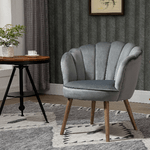 HOMCOM-Poltrona-in-Velluto-Imbottita-con-Schienale-a-Conchiglia-66x66x78.5cm-Grigio