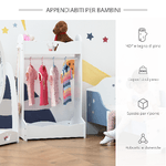 HOMCOM-Appendiabiti-per-Bambini-con-Ripiani-e-Ganci-Laterali-Arredamento-per-Cameretta-in-Legno-70.5x37x103cm-Bianco