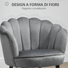 HOMCOM-Poltrona-in-Velluto-Imbottita-con-Schienale-a-Conchiglia-66x66x78.5cm-Grigio