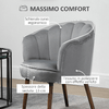 HOMCOM-Poltrona-in-Velluto-Imbottita-con-Schienale-a-Conchiglia-66x66x78.5cm-Grigio