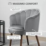 HOMCOM-Poltrona-in-Velluto-Imbottita-con-Schienale-a-Conchiglia-66x66x78.5cm-Grigio