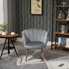 HOMCOM-Poltrona-in-Velluto-Imbottita-con-Schienale-a-Conchiglia-66x66x78.5cm-Grigio