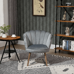 HOMCOM-Poltrona-in-Velluto-Imbottita-con-Schienale-a-Conchiglia-66x66x78.5cm-Grigio
