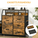 HOMCOM-Mobile-Cassettiera-con-5-Cassetti-in-Tessuto-Pieghevoli-Stile-Industriale-83.5x29x87cm-Marrone