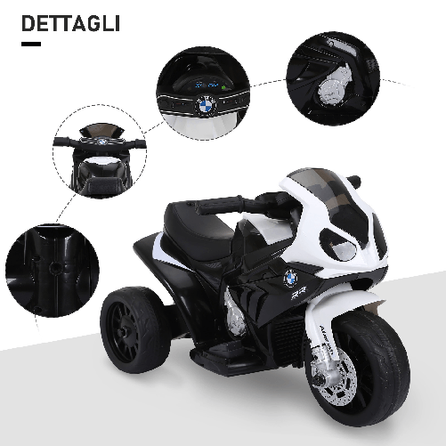 HOMCOM-Moto-Elettrica-per-Bambini-Max.-20kg-con-Licenza-BMW-Batteria-6V-Bianco-e-Nero