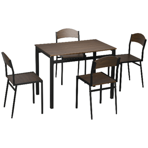 HOMCOM Set da Pranzo da 5 Pezzi con 1 Tavolo Rettangolare 100x63x76.5 cm e 4 Sedie 45x40x82 cm, in Acciaio e MDF