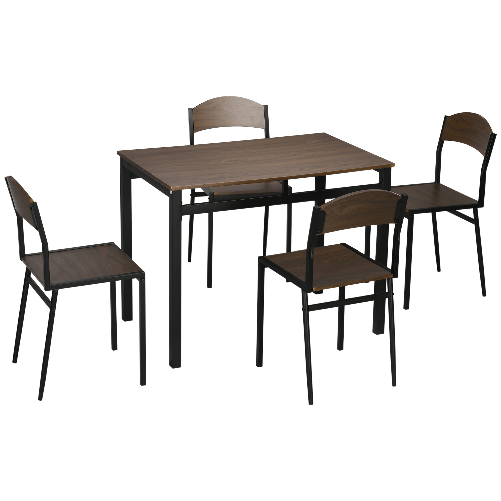 HOMCOM-Set-da-Pranzo-da-5-Pezzi-con-1-Tavolo-Rettangolare-100x63x76.5-cm-e-4-Sedie-45x40x82-cm-in-Acciaio-e-MDF