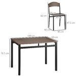 HOMCOM-Set-da-Pranzo-da-5-Pezzi-con-1-Tavolo-Rettangolare-100x63x76.5-cm-e-4-Sedie-45x40x82-cm-in-Acciaio-e-MDF