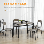 HOMCOM-Set-da-Pranzo-da-5-Pezzi-con-1-Tavolo-Rettangolare-100x63x76.5-cm-e-4-Sedie-45x40x82-cm-in-Acciaio-e-MDF