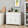 HOMCOM-Isola-per-Cucina-con-2-Cassetti-2-Armadietti-e-Ripiani-Interni-Regolabili-in-3-Posizioni-106x39.5x89.5-cm-Bianco