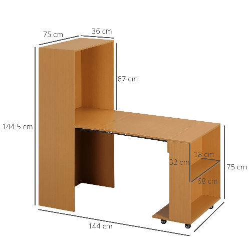 HOMCOM-Tavolo-Pieghevole-da-Pranzo-max-3-Persone-in-Truciolato-e-Acciaio-75x144x144.5-cm-color-Legno