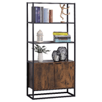 HOMCOM Scaffale Libreria in Stile Vintage con 3 Ripiani, 1 Armadietto in Legno e Telaio in Metallo Nero 76x33x162.5cm