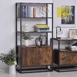 HOMCOM-Scaffale-Libreria-in-Stile-Vintage-con-3-Ripiani-1-Armadietto-in-Legno-e-Telaio-in-Metallo-Nero-76x33x162.5cm