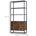 HOMCOM-Scaffale-Libreria-in-Stile-Vintage-con-3-Ripiani-1-Armadietto-in-Legno-e-Telaio-in-Metallo-Nero-76x33x162.5cm