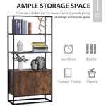 HOMCOM-Scaffale-Libreria-in-Stile-Vintage-con-3-Ripiani-1-Armadietto-in-Legno-e-Telaio-in-Metallo-Nero-76x33x162.5cm