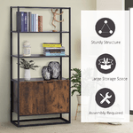 HOMCOM-Scaffale-Libreria-in-Stile-Vintage-con-3-Ripiani-1-Armadietto-in-Legno-e-Telaio-in-Metallo-Nero-76x33x162.5cm