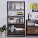 HOMCOM-Scaffale-Libreria-in-Stile-Vintage-con-3-Ripiani-1-Armadietto-in-Legno-e-Telaio-in-Metallo-Nero-76x33x162.5cm