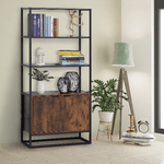 HOMCOM-Scaffale-Libreria-in-Stile-Vintage-con-3-Ripiani-1-Armadietto-in-Legno-e-Telaio-in-Metallo-Nero-76x33x162.5cm