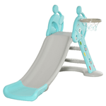 HOMCOM Scivolo per Bambini con Canestro Basket per Interno ed Esterno in PP e HDPE, Età 2-4 Anni, 147x82x85.5cm, Grigio e Blu