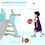 HOMCOM-Scivolo-per-Bambini-con-Canestro-Basket-per-Interno-ed-Esterno-in-PP-e-HDPE-Eta-2-4-Anni-147x82x85.5cm-Grigio-e-Blu