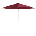 Outsunny Ombrellone da Giardino 3x2.5 con Palo in Legno e 8 Stecche e Copertura in Poliestere Rosso Scuro