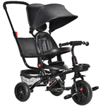 HOMCOM Triciclo Passeggino con Maniglione Pieghevole per Bambini da 1-5 Anni, 111.5x52x98cm, Nero