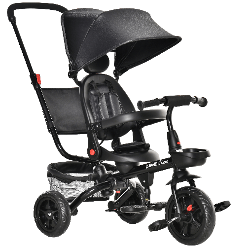 HOMCOM-Triciclo-Passeggino-con-Maniglione-Pieghevole-per-Bambini-da-1-5-Anni-111.5x52x98cm-Nero