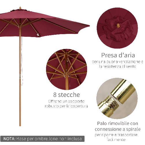 Outsunny-Ombrellone-da-Giardino-3x2.5-con-Palo-in-Legno-e-8-Stecche-e-Copertura-in-Poliestere-Rosso-Scuro