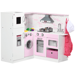 HOMCOM Cucina Giocattolo per Bambini 3-6 Anni con Luci e Utensili da Cucina Realistici, in MDF e PP, 84x93.5x85 cm