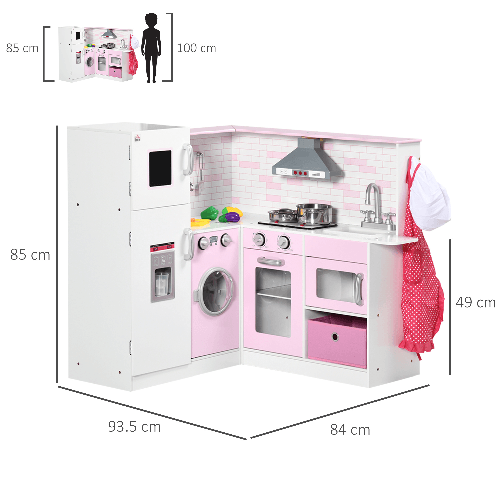 HOMCOM-Cucina-Giocattolo-per-Bambini-3-6-Anni-con-Luci-e-Utensili-da-Cucina-Realistici-in-MDF-e-PP-84x93.5x85-cm